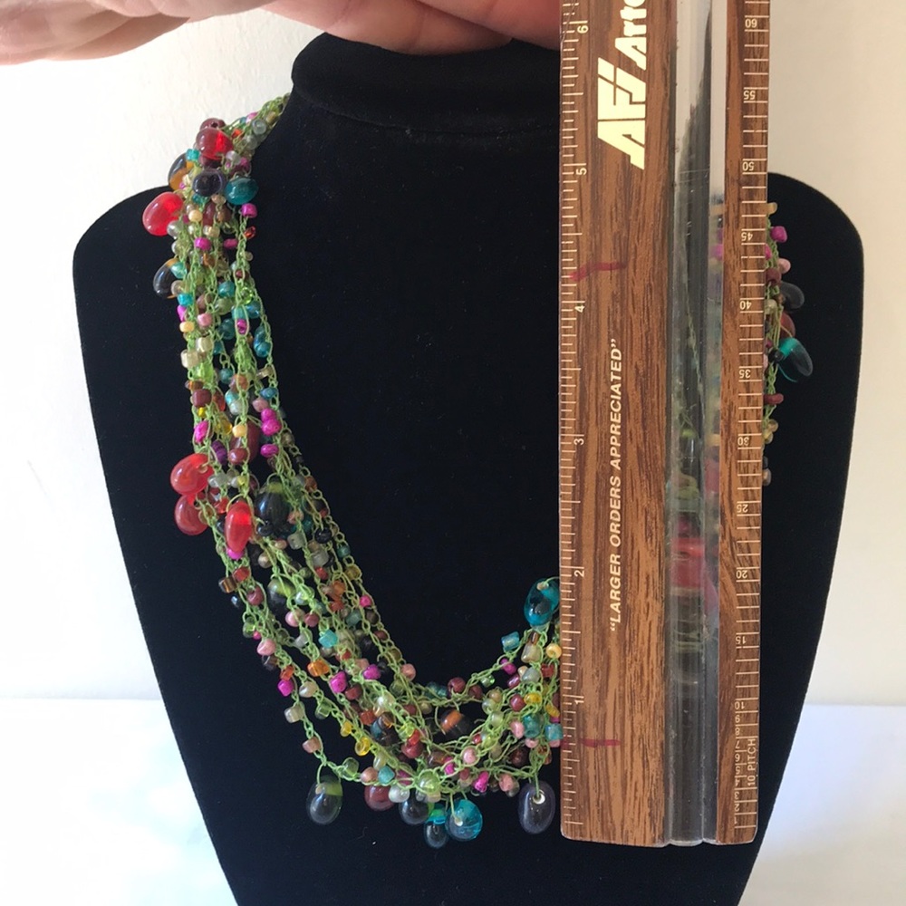 Multi Colored Beaded Statement Necklace - image 4